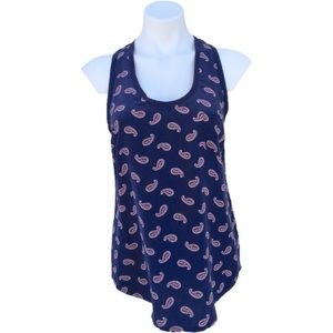 Joie navy blue paisley silk racer tee back tank M